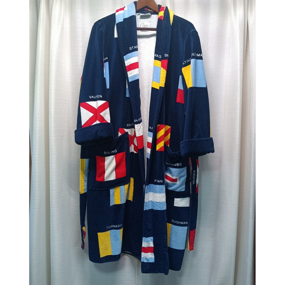 Cypress Mens Nautical Signal Flag Robe Intercontinental Globe Trotters Cotton OS